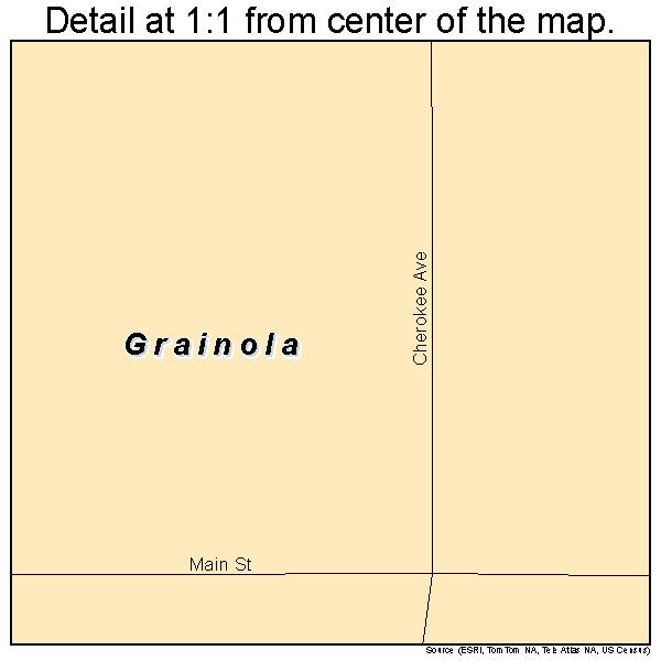 Grainola, Oklahoma road map detail