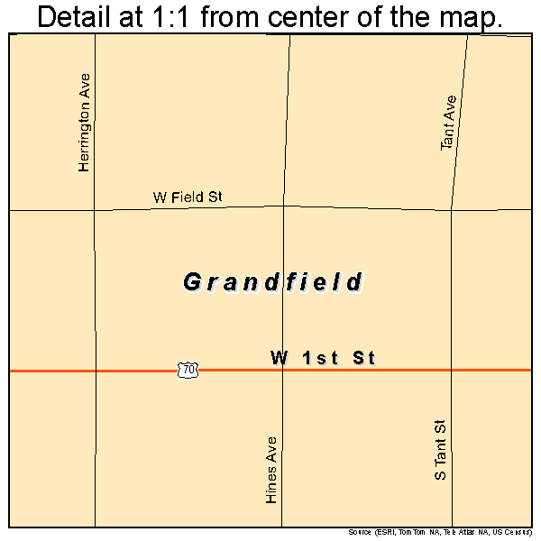 Grandfield, Oklahoma road map detail