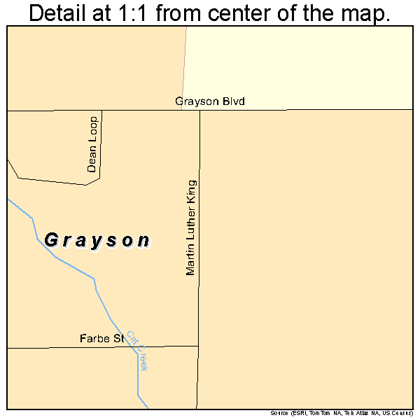 Grayson, Oklahoma road map detail