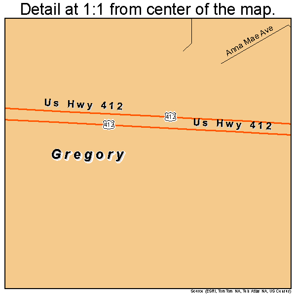 Gregory, Oklahoma road map detail