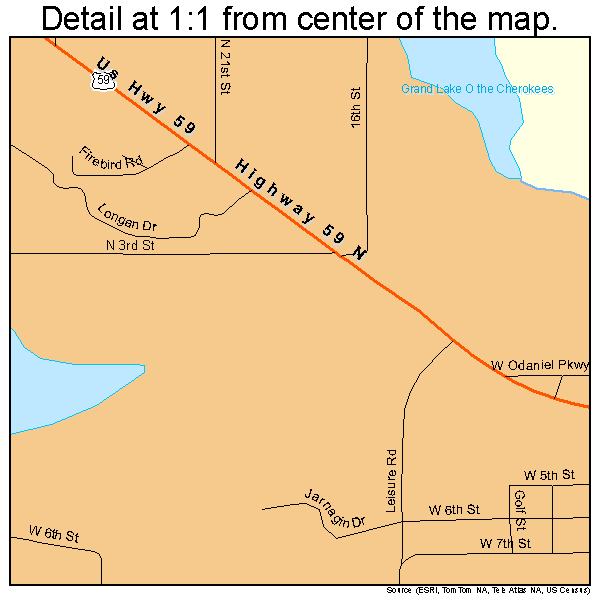 Grove, Oklahoma road map detail
