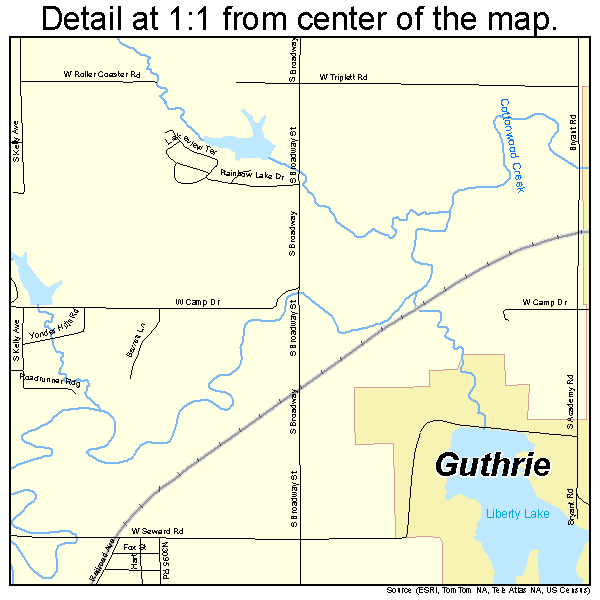 Guthrie, Oklahoma road map detail