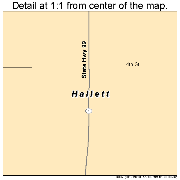 Hallett, Oklahoma road map detail