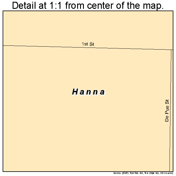 Hanna, Oklahoma road map detail