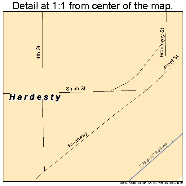 Hardesty, Oklahoma road map detail