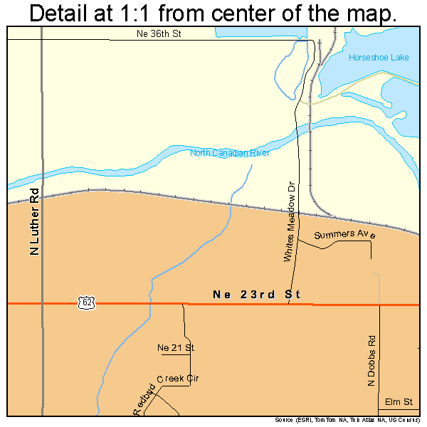 Harrah, Oklahoma road map detail