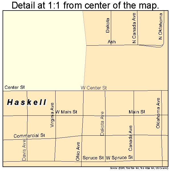 Haskell, Oklahoma road map detail