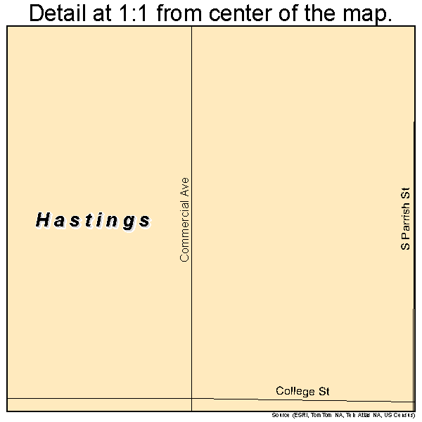 Hastings, Oklahoma road map detail