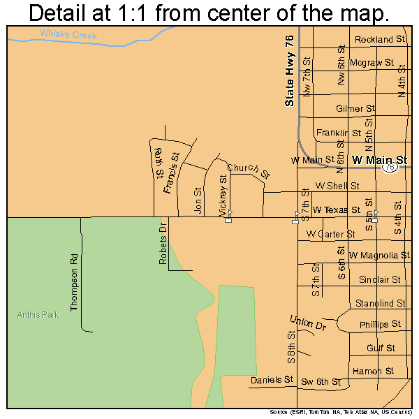 Healdton, Oklahoma road map detail