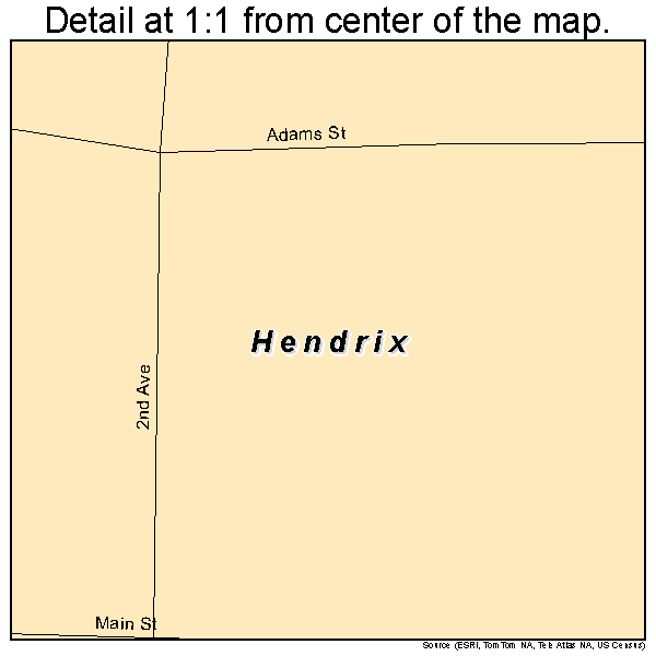 Hendrix, Oklahoma road map detail