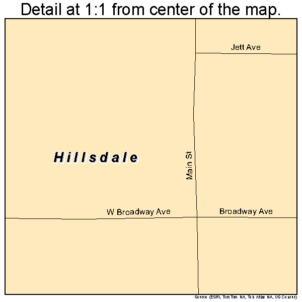 Hillsdale, Oklahoma road map detail