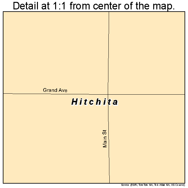 Hitchita, Oklahoma road map detail