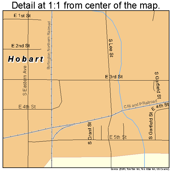 Hobart, Oklahoma road map detail