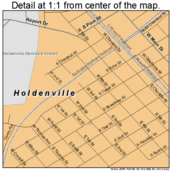 Holdenville, Oklahoma road map detail