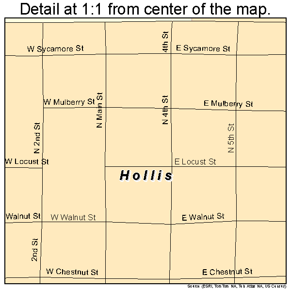 Hollis, Oklahoma road map detail