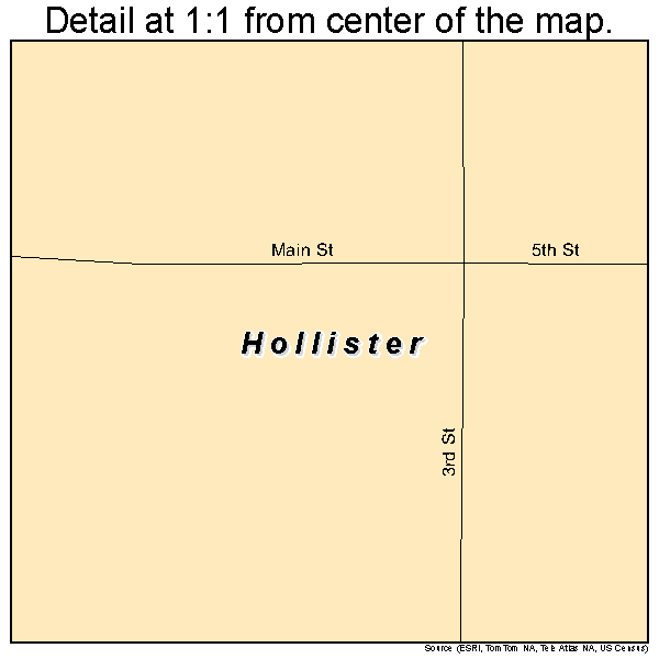 Hollister, Oklahoma road map detail