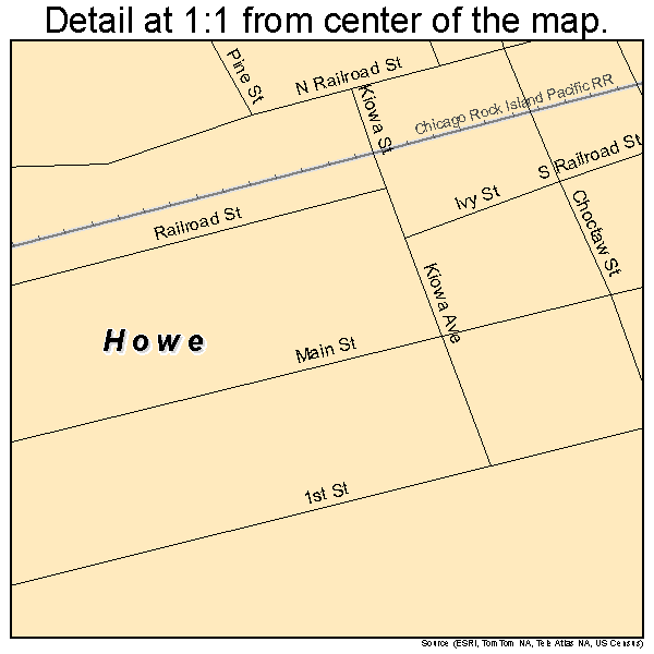 Howe, Oklahoma road map detail