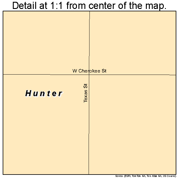 Hunter, Oklahoma road map detail