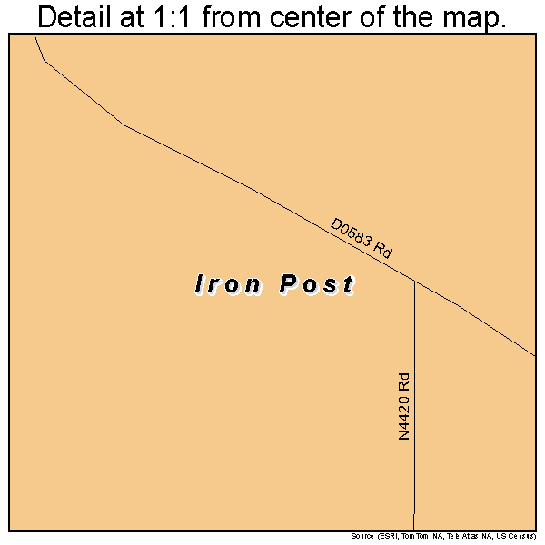 Iron Post, Oklahoma road map detail