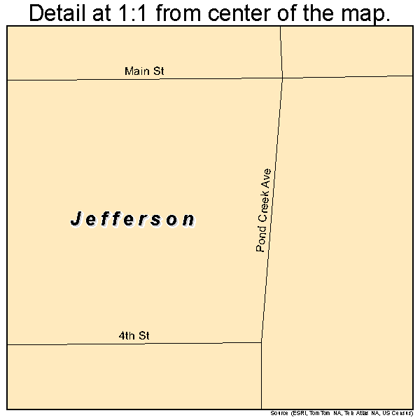 Jefferson, Oklahoma road map detail