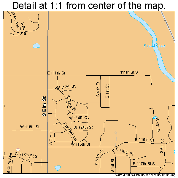 Jenks, Oklahoma road map detail