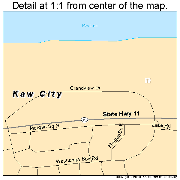 Kaw City, Oklahoma road map detail