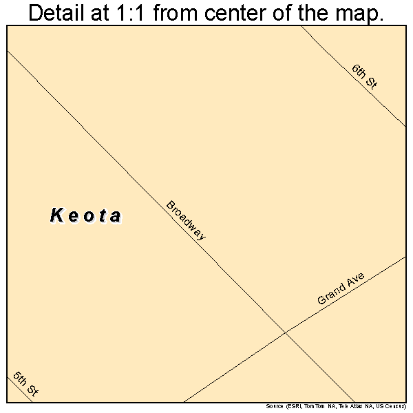 Keota, Oklahoma road map detail