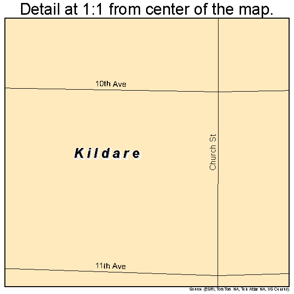 Kildare, Oklahoma road map detail