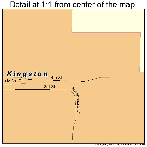 Kingston, Oklahoma road map detail