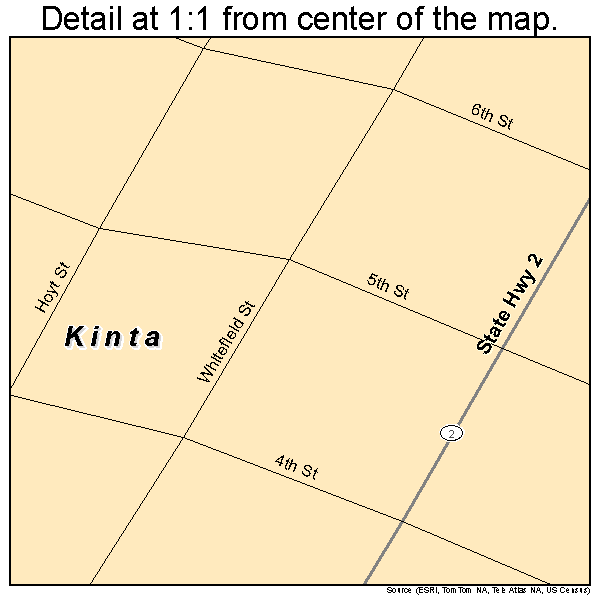 Kinta, Oklahoma road map detail