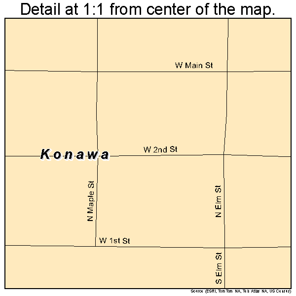 Konawa, Oklahoma road map detail