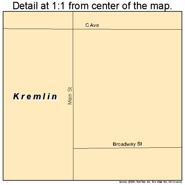 Kremlin, Oklahoma road map detail