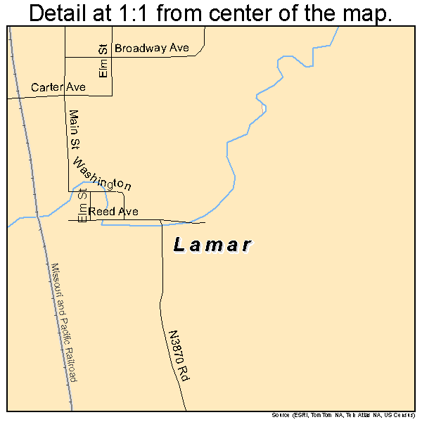 Lamar, Oklahoma road map detail
