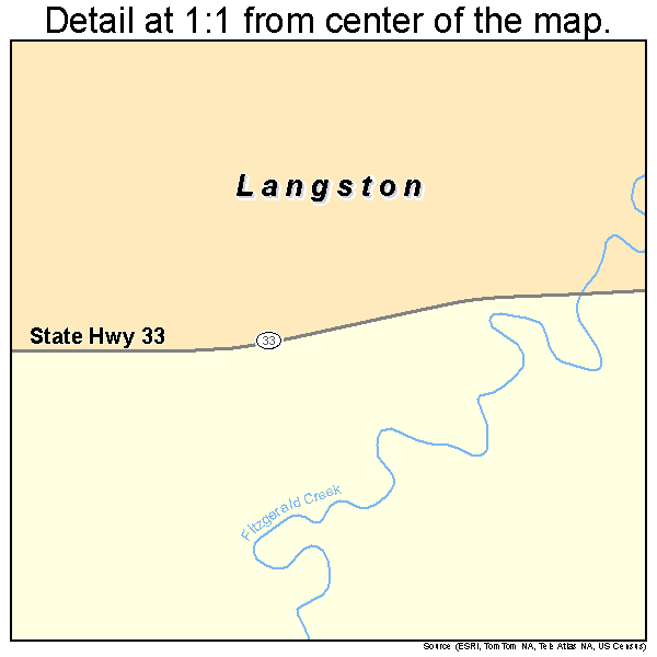 Langston, Oklahoma road map detail