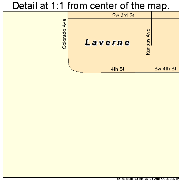 Laverne, Oklahoma road map detail