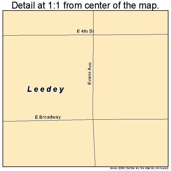 Leedey, Oklahoma road map detail