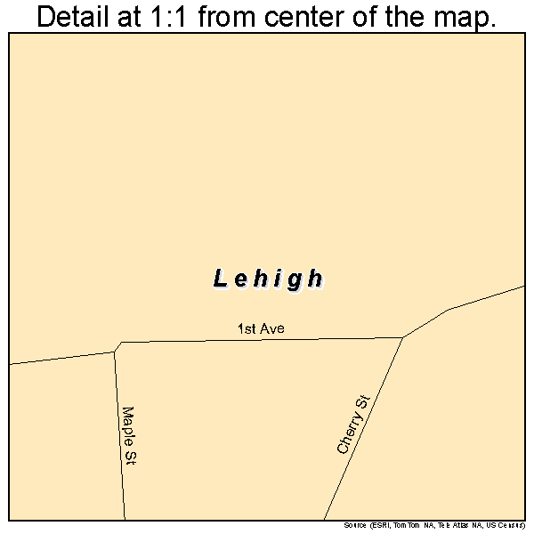 Lehigh, Oklahoma road map detail