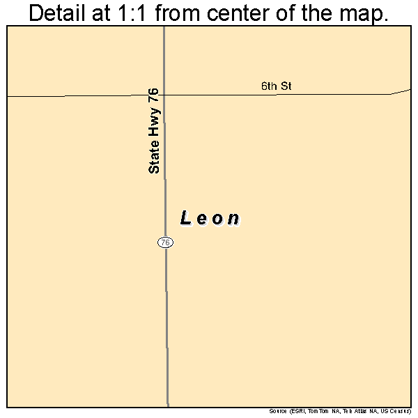 Leon, Oklahoma road map detail