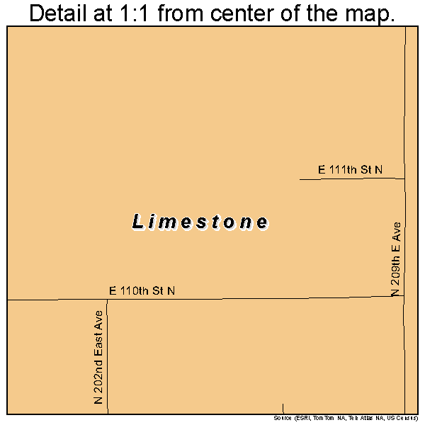 Limestone, Oklahoma road map detail