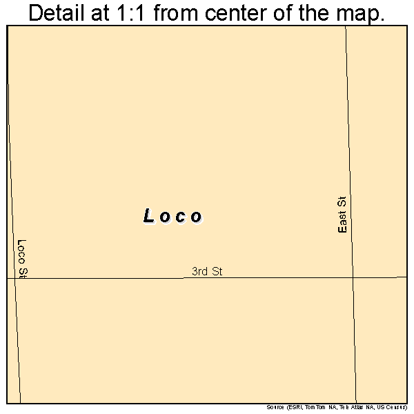 Loco, Oklahoma road map detail