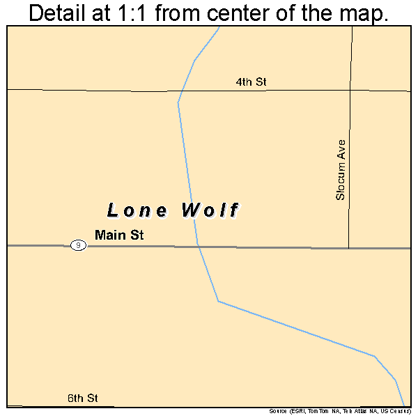 Lone Wolf, Oklahoma road map detail