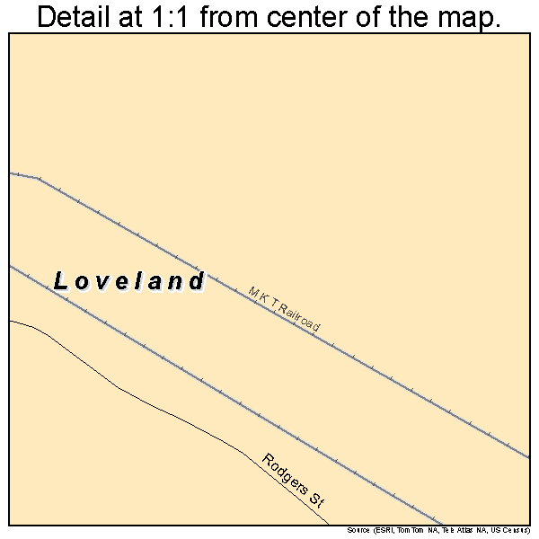Loveland, Oklahoma road map detail