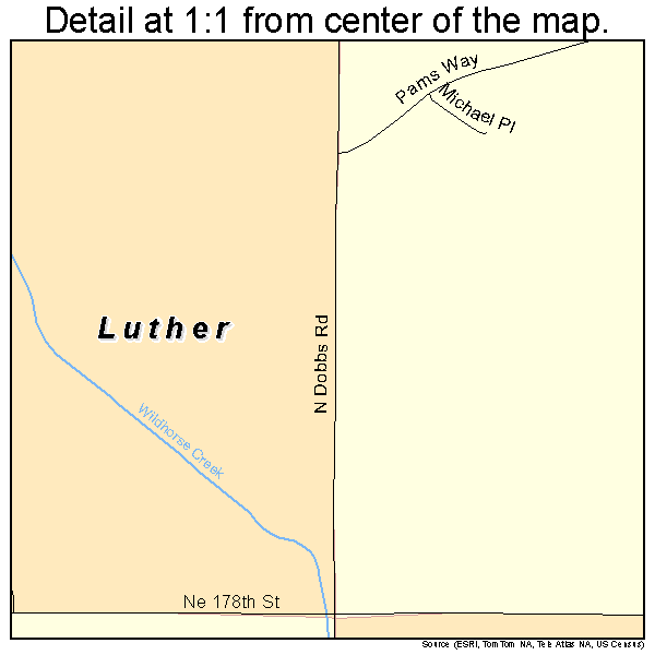 Luther, Oklahoma road map detail