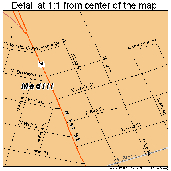 Madill, Oklahoma road map detail