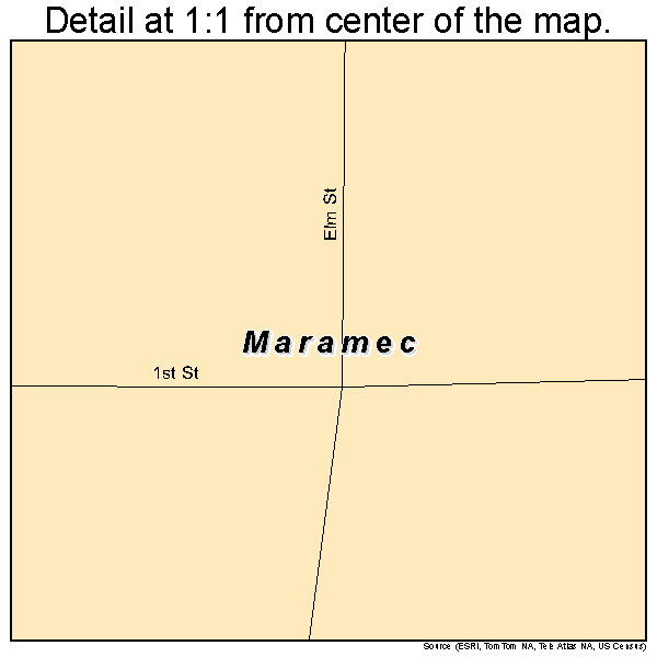 Maramec, Oklahoma road map detail