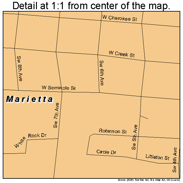 Marietta, Oklahoma road map detail