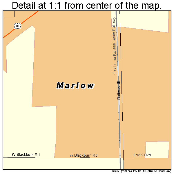 Marlow, Oklahoma road map detail