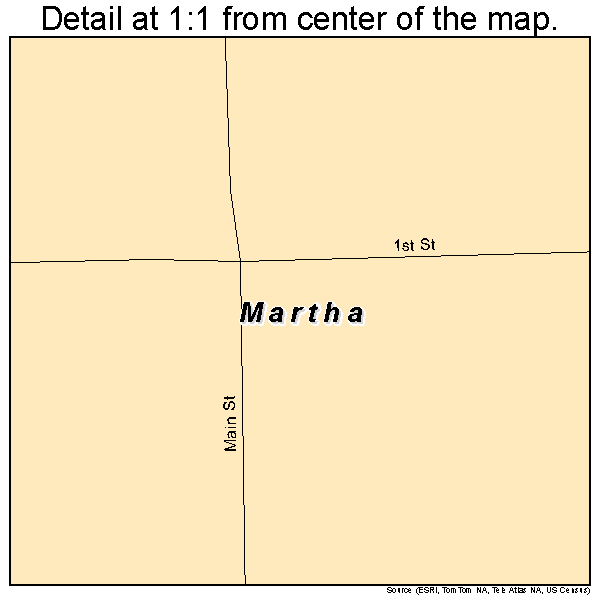 Martha, Oklahoma road map detail