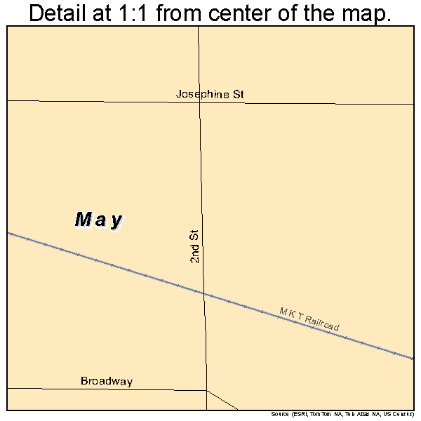 May, Oklahoma road map detail