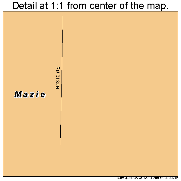 Mazie, Oklahoma road map detail